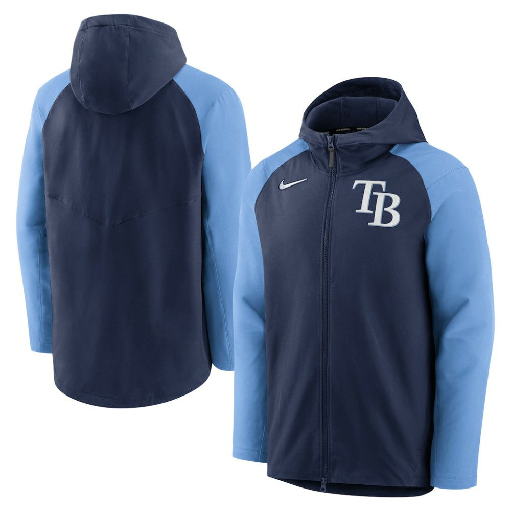 Tampa Bay Rays Authentic Collection Performance Raglan Full-Zip Hoodie - Navy/Light Blue | Nike