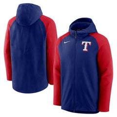 Texas Rangers Authentic Collection Performance Raglan Full-Zip Hoodie - Royal/Red | Nike