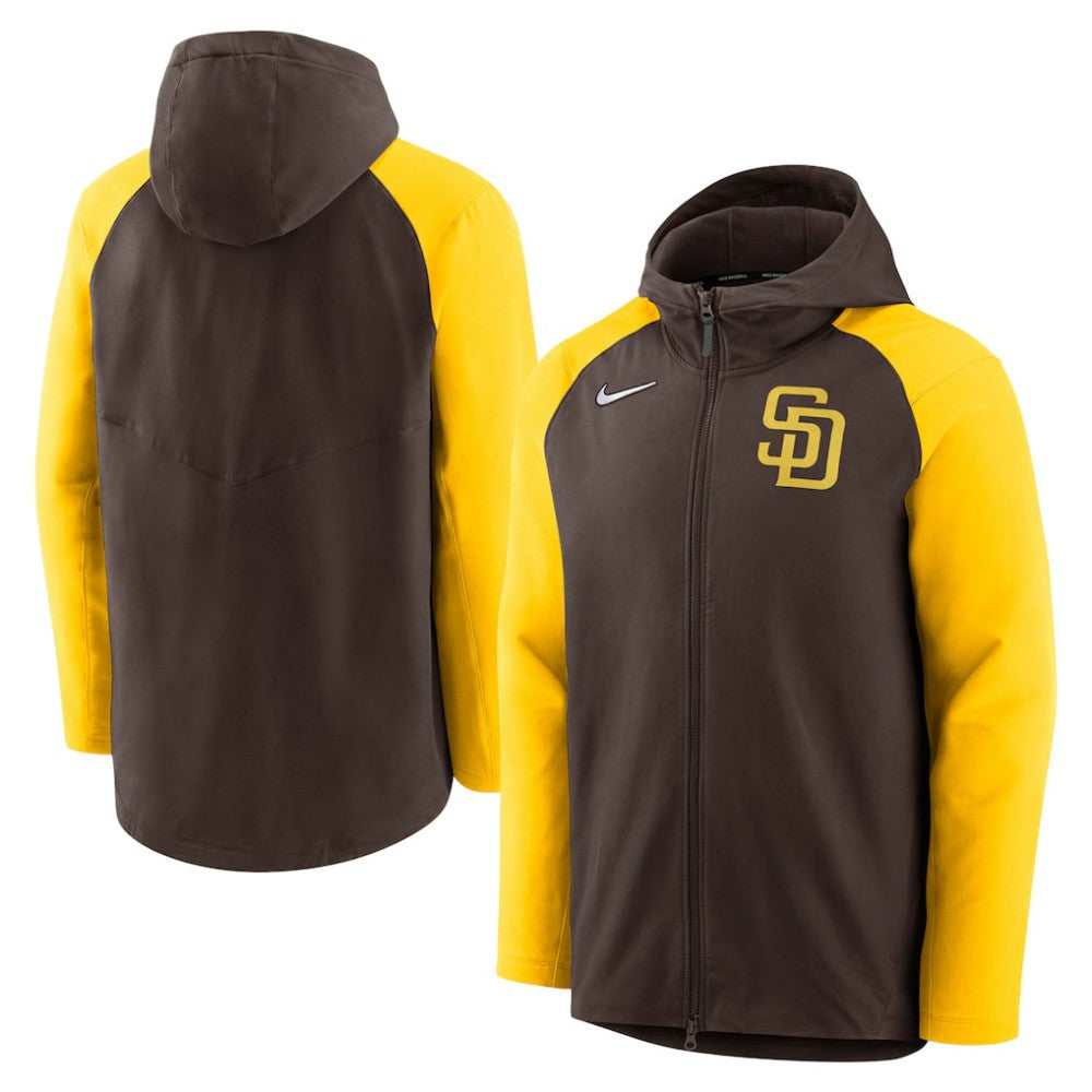 San Diego Padres Authentic Collection Performance Raglan Full-Zip Hoodie - Brown/Gold | Nike