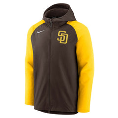 San Diego Padres Authentic Collection Performance Raglan Full-Zip Hoodie - Brown/Gold | Nike