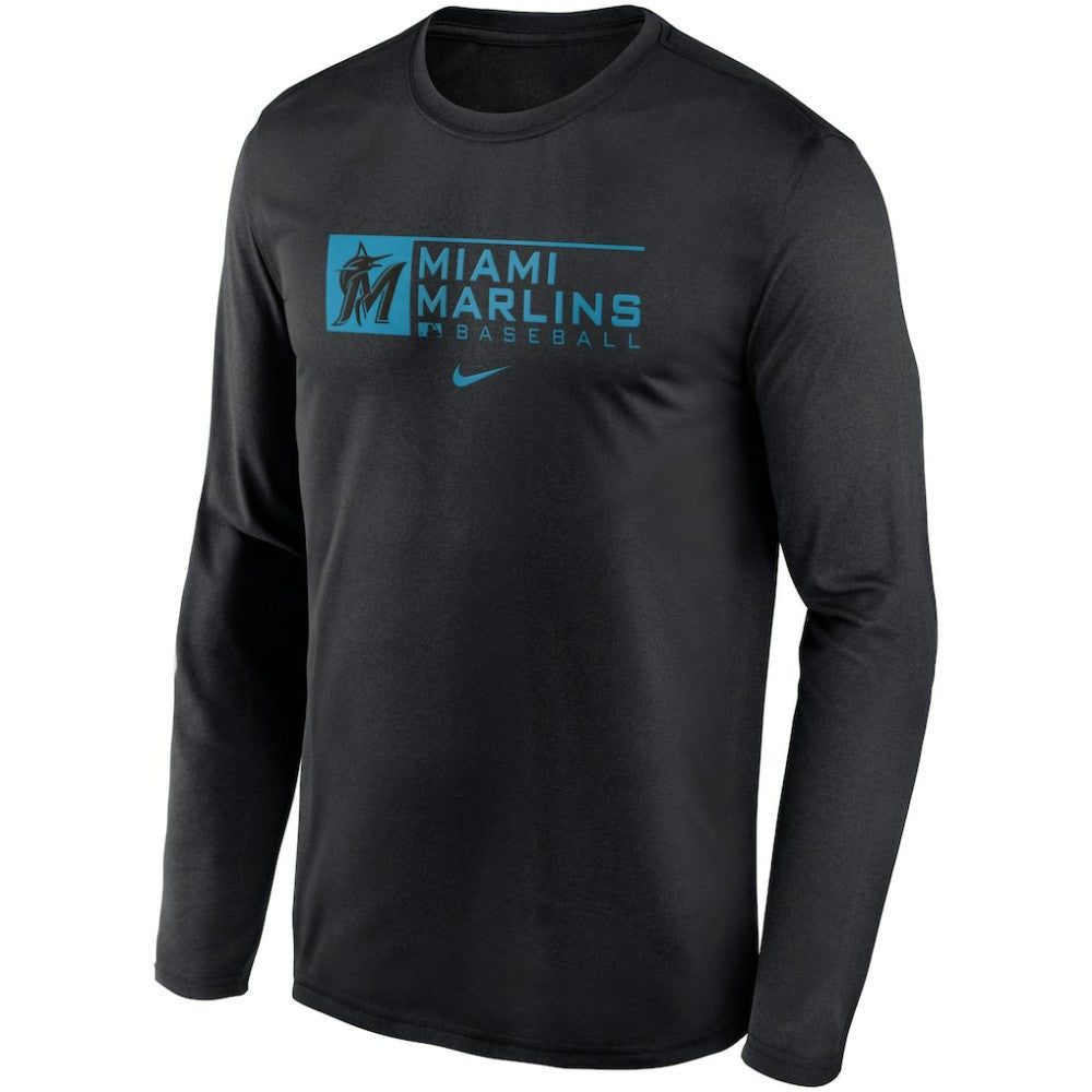 Miami Marlins Authentic Collection Performance Long Sleeve T-Shirt - Black | Nike
