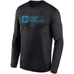 Miami Marlins Authentic Collection Performance Long Sleeve T-Shirt - Black | Nike