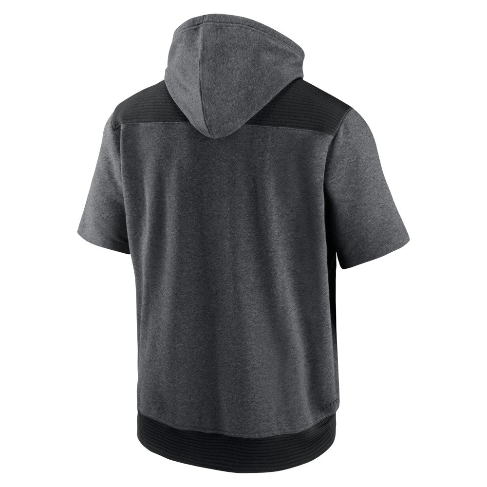 Miami Marlins Authentic Collection Dry Flux Performance Quarter-Zip Short Sleeve Hoodie - Heathered Charcoal/Black | Nike