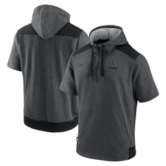 Kansas City Royals Authentic Collection Dry Flux Performance Quarter-Zip Short Sleeve Hoodie - Heathered Charcoal/Black | Nike