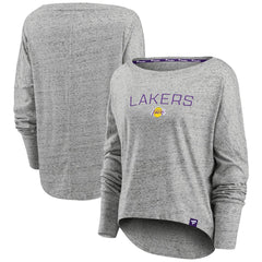 Los Angeles Lakers Women's Nostalgia Off-The-Shoulder Long Sleeve T-Shirt - Heathered Gray | Fanatics sale