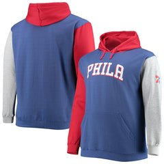 Philadelphia 76ers Big & Tall Double Contrast Pullover Hoodie - Royal/Red | Fanatics cheap