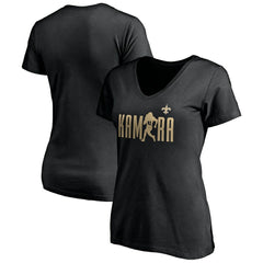 NFL New Orleans Saints Alvin Kamara  Women's Checkdown V-Neck T-Shirt
