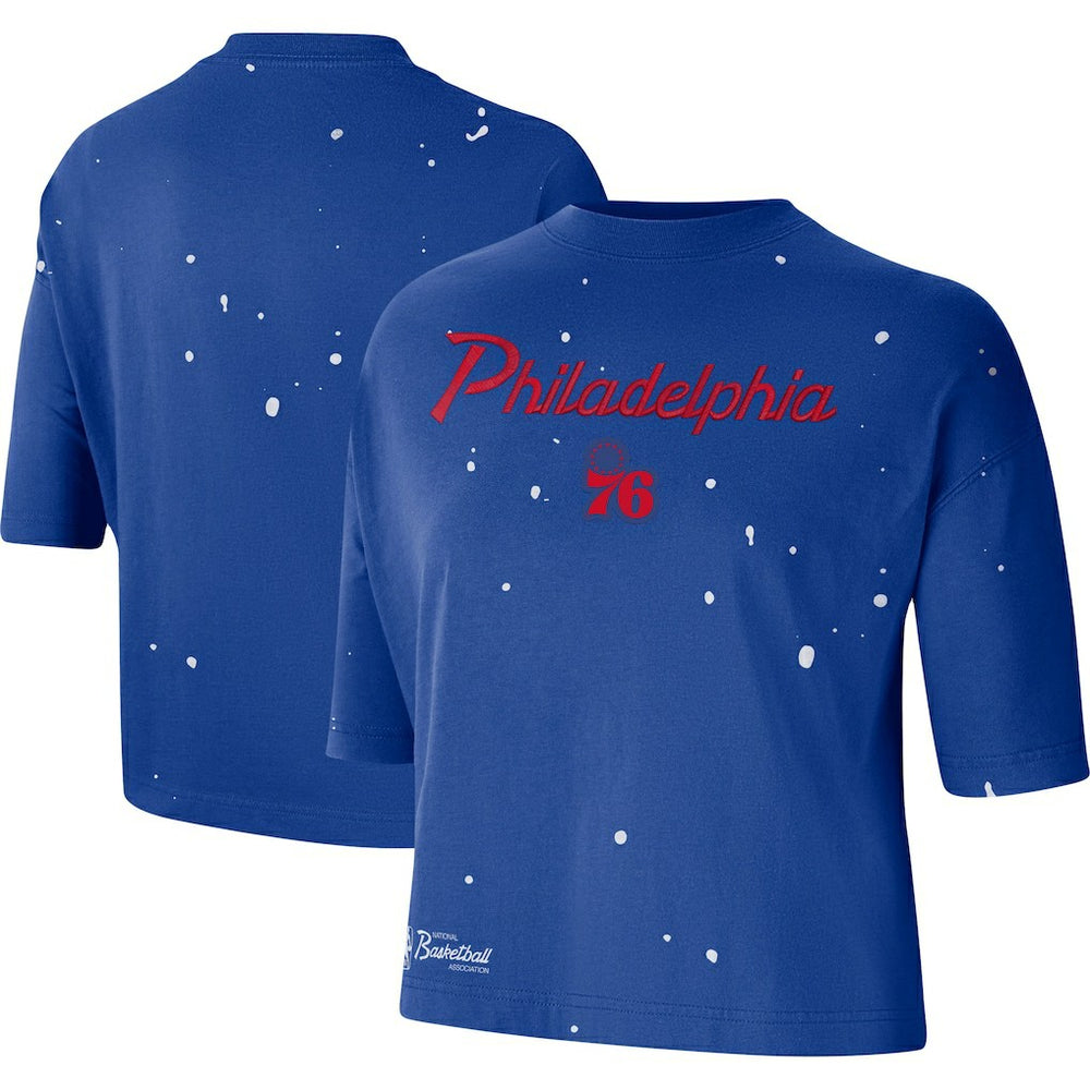 Philadelphia 76ers Women's Courtside Splatter Cropped T-Shirt - Royal | Nike online