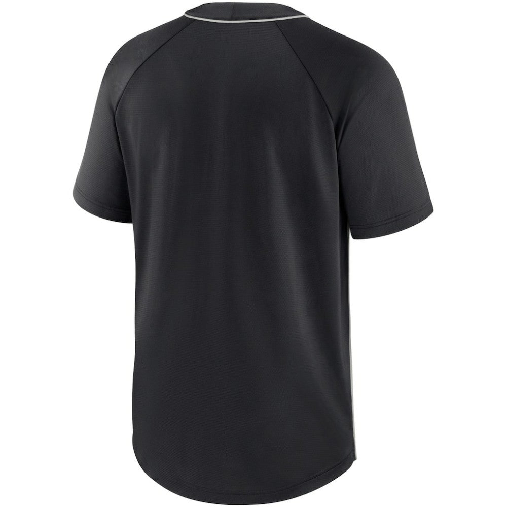 Chicago White Sox City Plate Performance Henley Raglan T-Shirt - Black/Silver | Nike