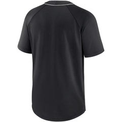 Chicago White Sox City Plate Performance Henley Raglan T-Shirt - Black/Silver | Nike