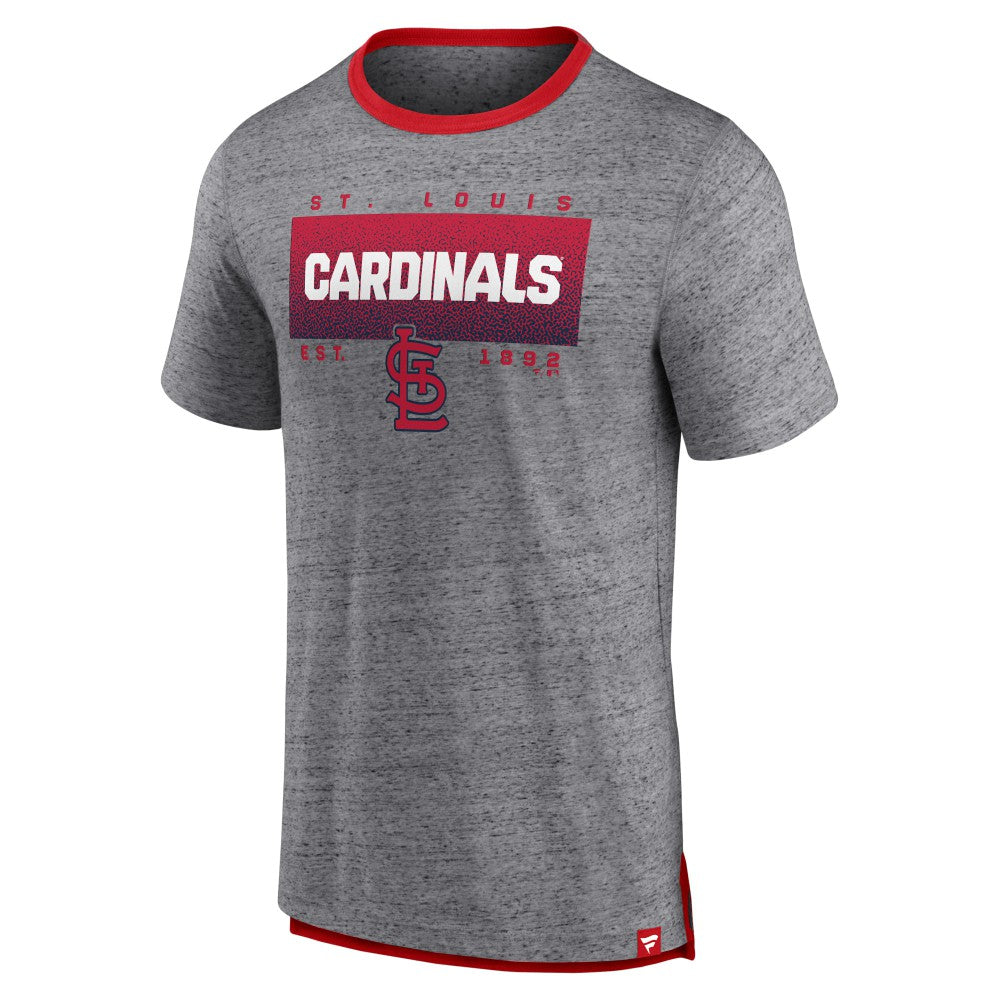 St. Louis Cardinals Iconic Team Element Speckled Ringer T-Shirt - Heathered Gray