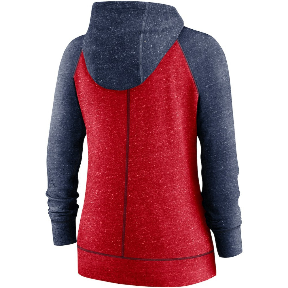 St. Louis Cardinals Women's Split Wordmark Gym Vintage Raglan Lightweight Full-Zip Hoodie - Heather Red/Heather Navy | Nike