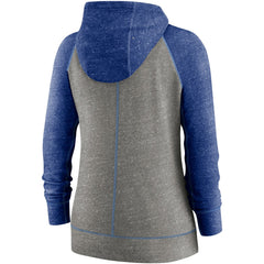 Kansas City Royals Women's Split Wordmark Gym Vintage Raglan Lightweight Full-Zip Hoodie - Heather Charcoal/Heather Royal | Nike