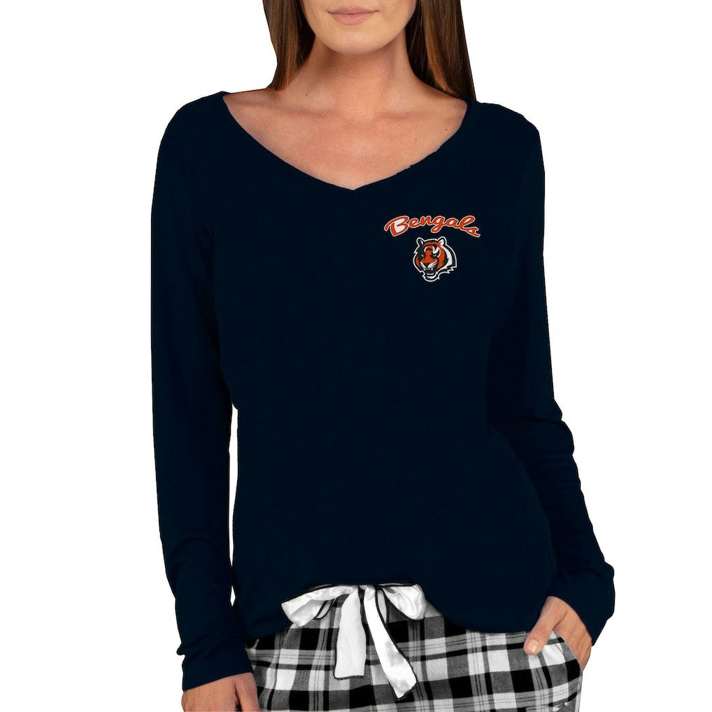 NFL Cincinnati Bengals Concepts Sport Women's Marathon Knit Long Sleeve Lightweight V-Neck Lounge Top