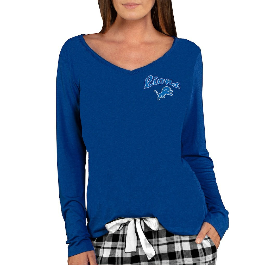 NFL Detroit Lions Concepts Sport Women's Marathon Knit Long Sleeve Lightweight V-Neck Lounge Top