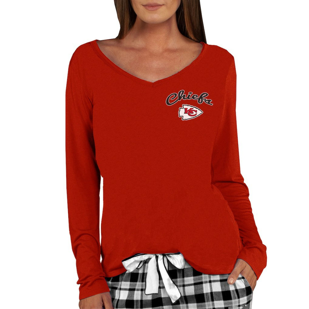 NFL Kansas City Chiefs Concepts Sport Women's Marathon Knit Long Sleeve Lightweight V-Neck Lounge Top