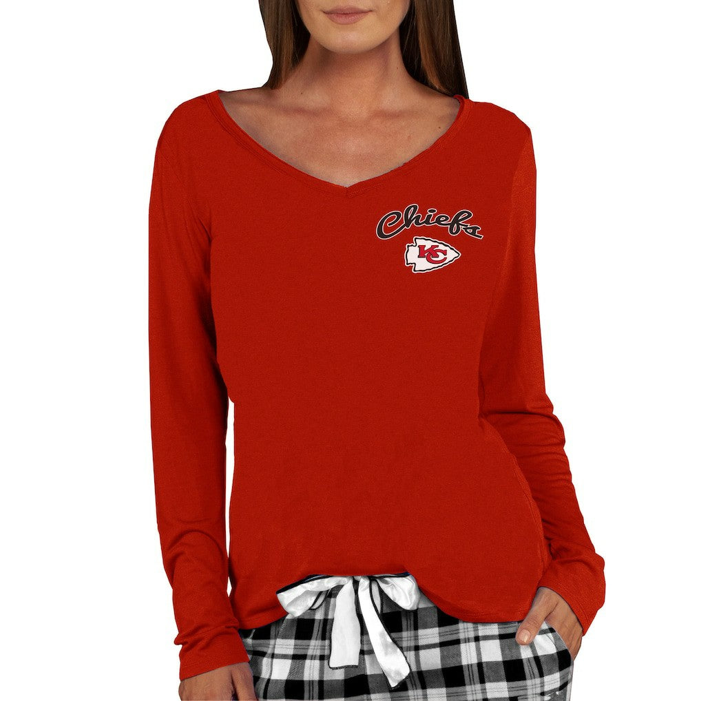 NFL Kansas City Chiefs Concepts Sport Women's Marathon Knit Long Sleeve Lightweight V-Neck Lounge Top
