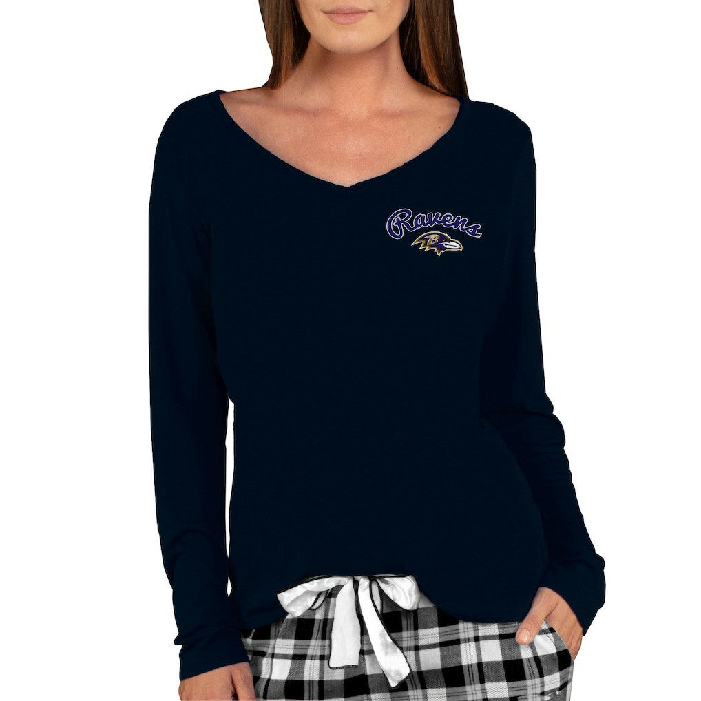 NFL Baltimore Ravens Concepts Sport Women's Marathon Knit Long Sleeve Lightweight V-Neck Lounge Top
