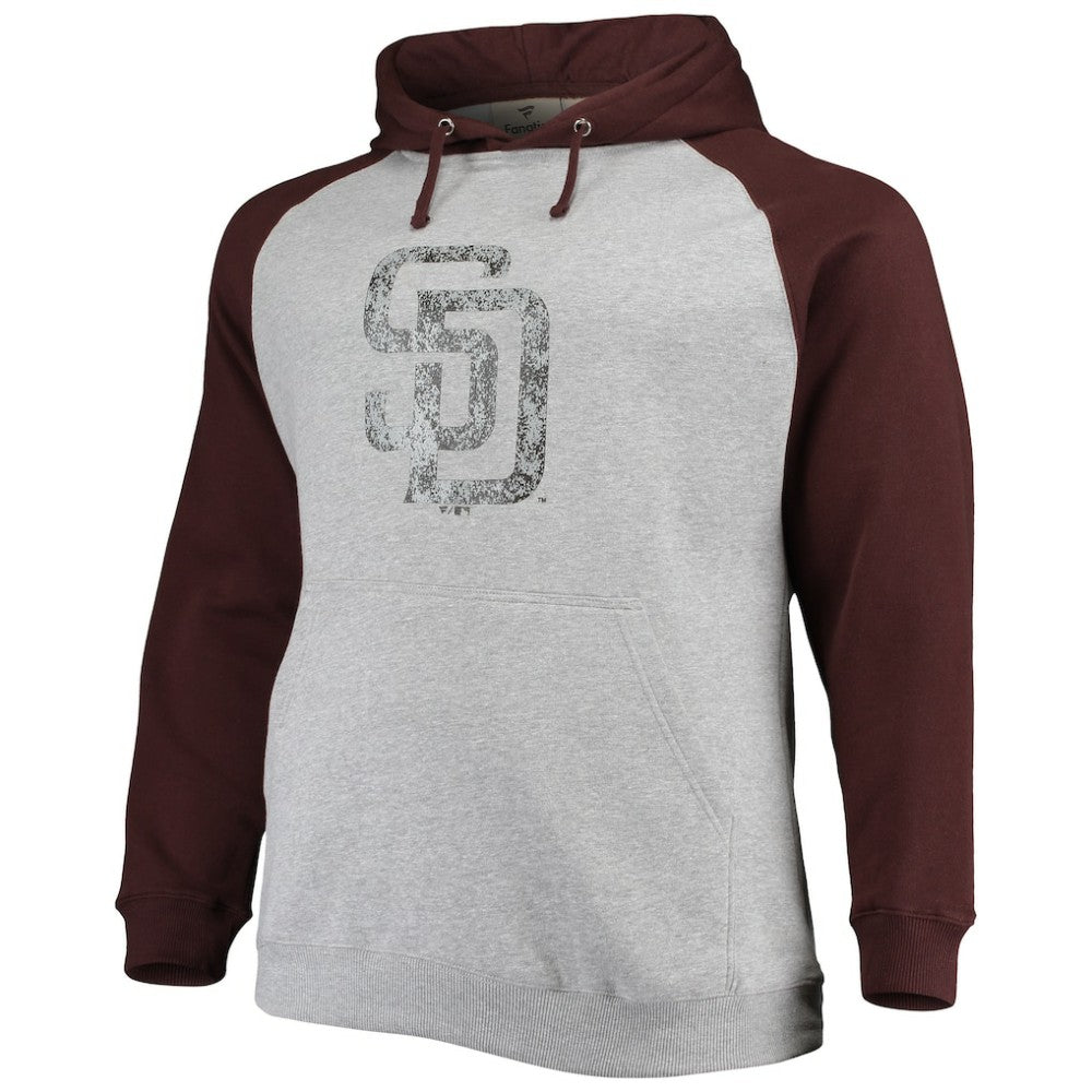 San Diego Padres Big & Tall Raglan Pullover Hoodie - Heathered Gray/Brown