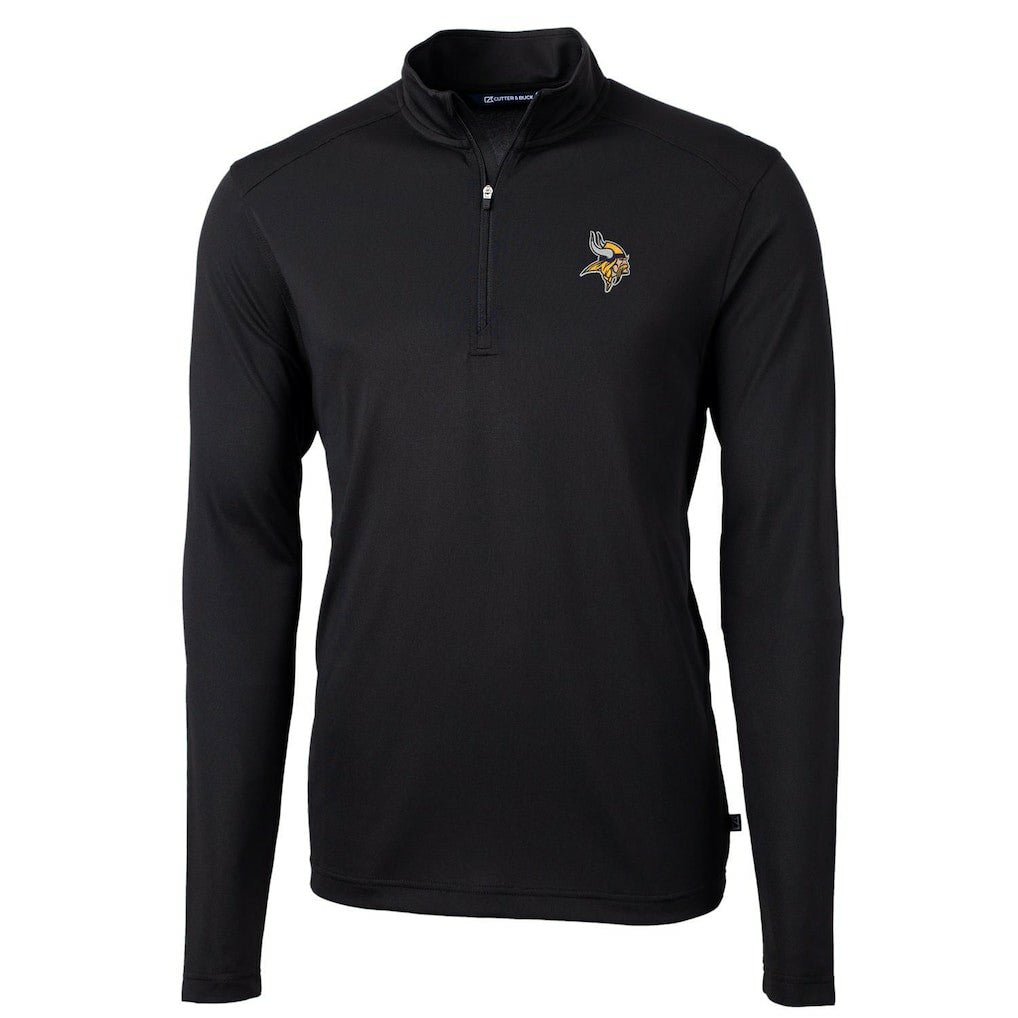 NFL Minnesota Vikings Cutter & Buck Virtue Eco Pique Recycled Quarter-Zip Pullover Jacket