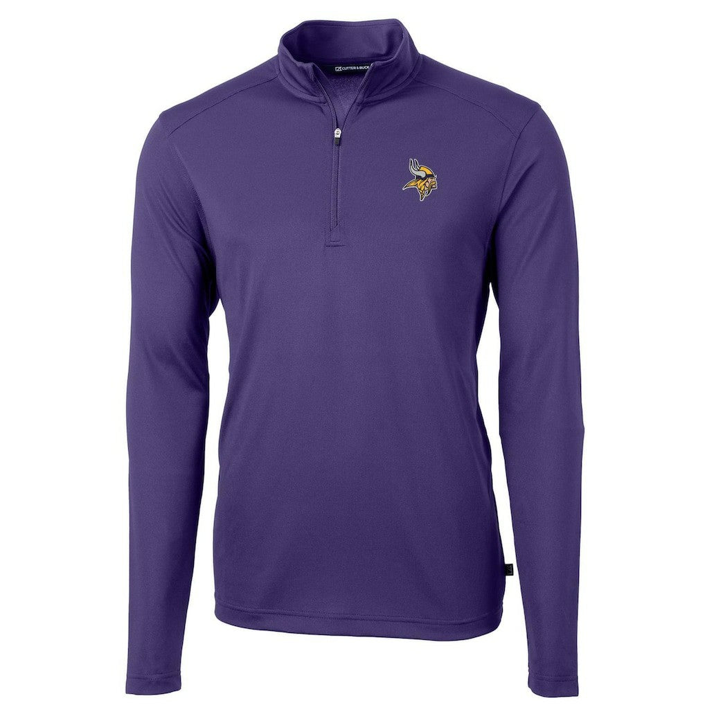 NFL Minnesota Vikings Cutter & Buck Virtue Eco Pique Recycled Quarter-Zip Pullover Jacket