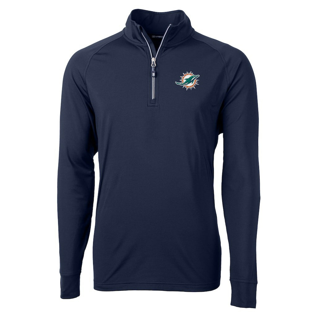NFL Miami Dolphins Cutter & Buck Big & Tall Adapt Eco Knit Quarter-Zip Pullover Jacket
