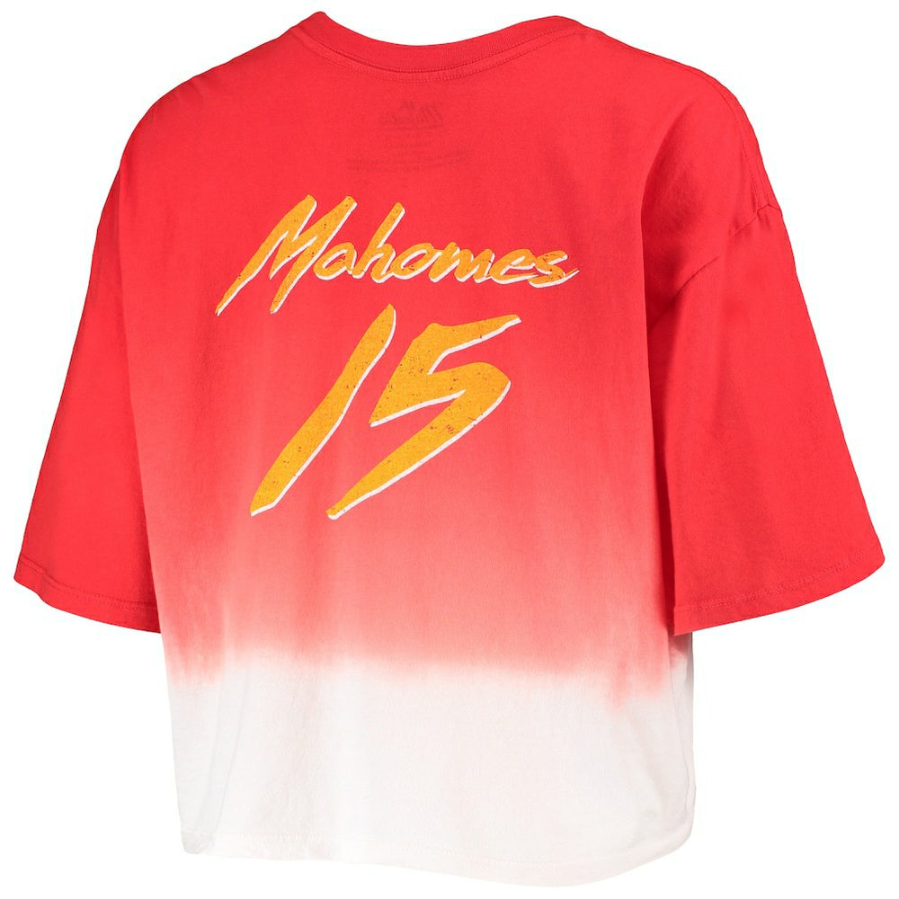 NFL Kansas City Chiefs Patrick Mahomes  Majestic Threads Women's Dip-Dye Player Name & Number Crop Top