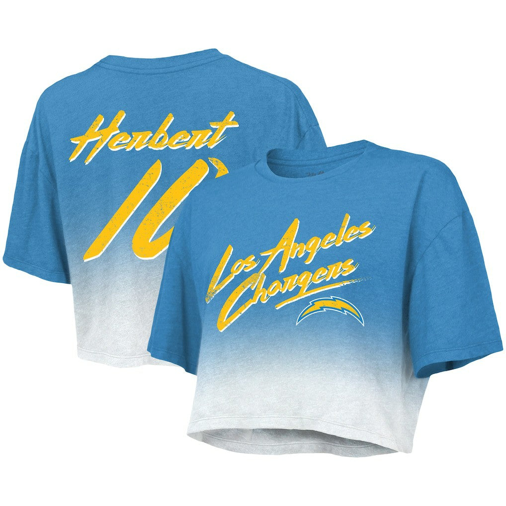 NFL Los Angeles Chargers Justin Herbert  Majestic Threads Women's Dip-Dye Player Name & Number Crop Top