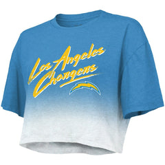 NFL Los Angeles Chargers Justin Herbert  Majestic Threads Women's Dip-Dye Player Name & Number Crop Top