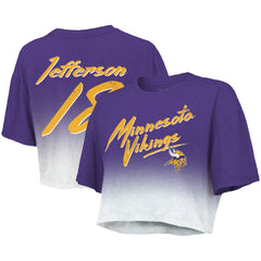 NFL Minnesota Vikings Justin Jefferson  Majestic Threads Women's Dip-Dye Player Name & Number Crop Top