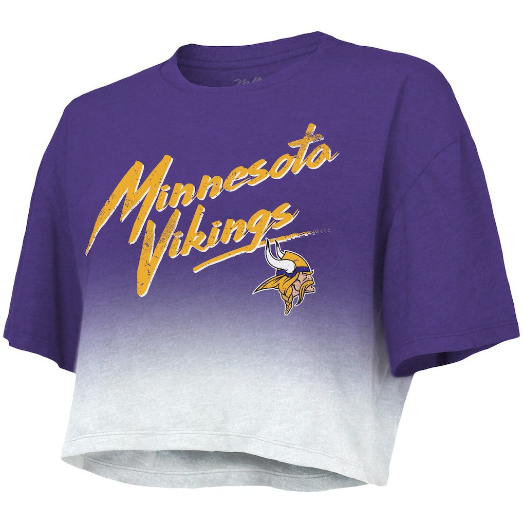 NFL Minnesota Vikings Justin Jefferson  Majestic Threads Women's Dip-Dye Player Name & Number Crop Top
