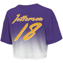 NFL Minnesota Vikings Justin Jefferson  Majestic Threads Women's Dip-Dye Player Name & Number Crop Top