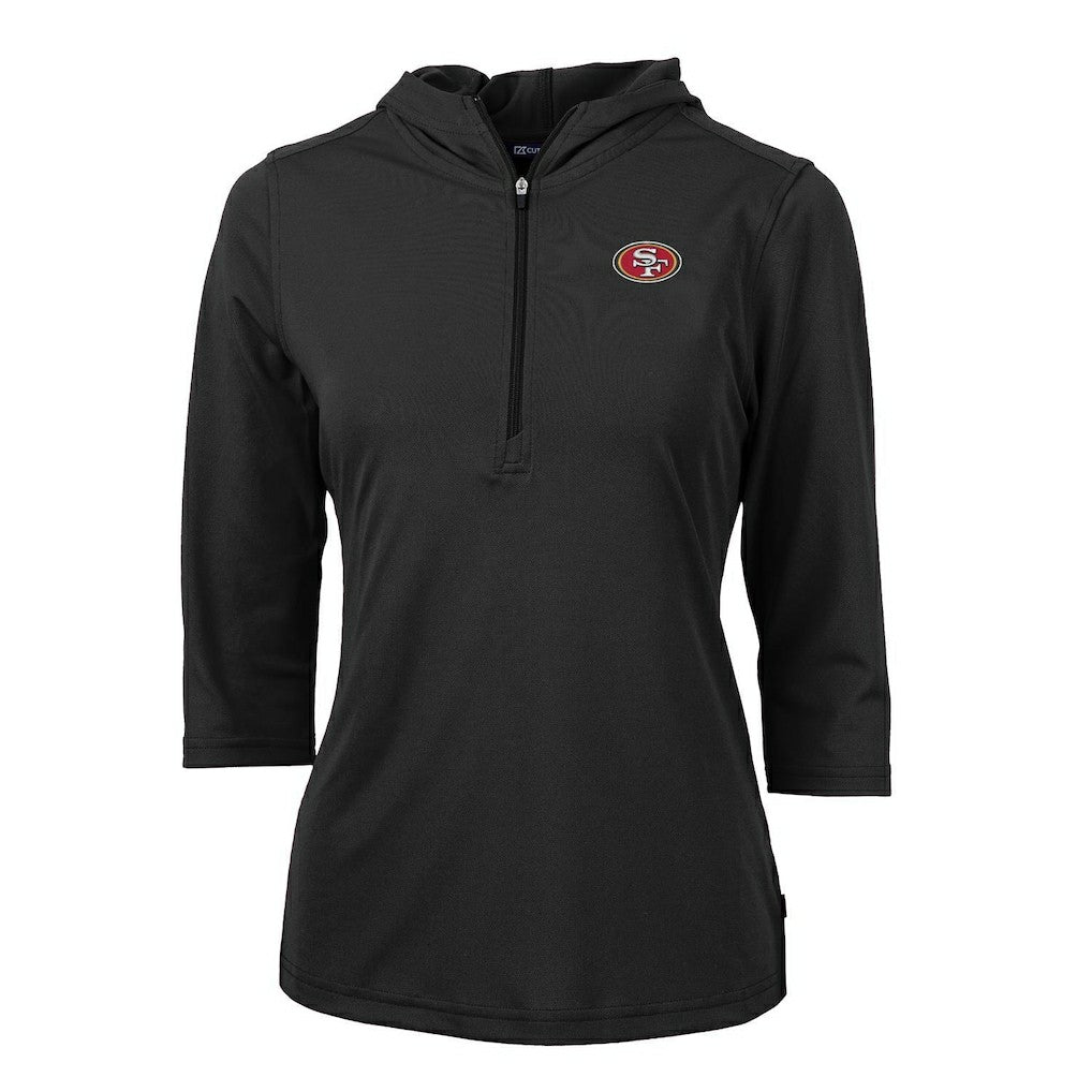 NFL San Francisco 49ers Cutter & Buck Women's Virtue Eco Pique Half-Zip 3/4 Sleeve Pullover Hoodie