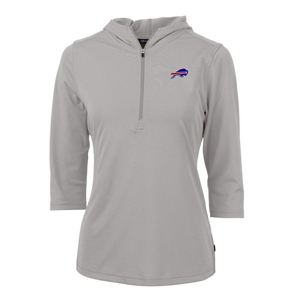 NFL Buffalo Bills Cutter & Buck Women's Virtue Eco Pique Half-Zip 3/4 Sleeve Pullover Hoodie