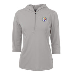 NFL Pittsburgh Steelers Cutter & Buck Women's Virtue Eco Pique Half-Zip 3/4 Sleeve Pullover Hoodie