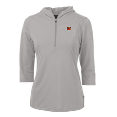 NFL Cincinnati Bengals Cutter & Buck Women's Virtue Eco Pique Half-Zip 3/4 Sleeve Pullover Hoodie