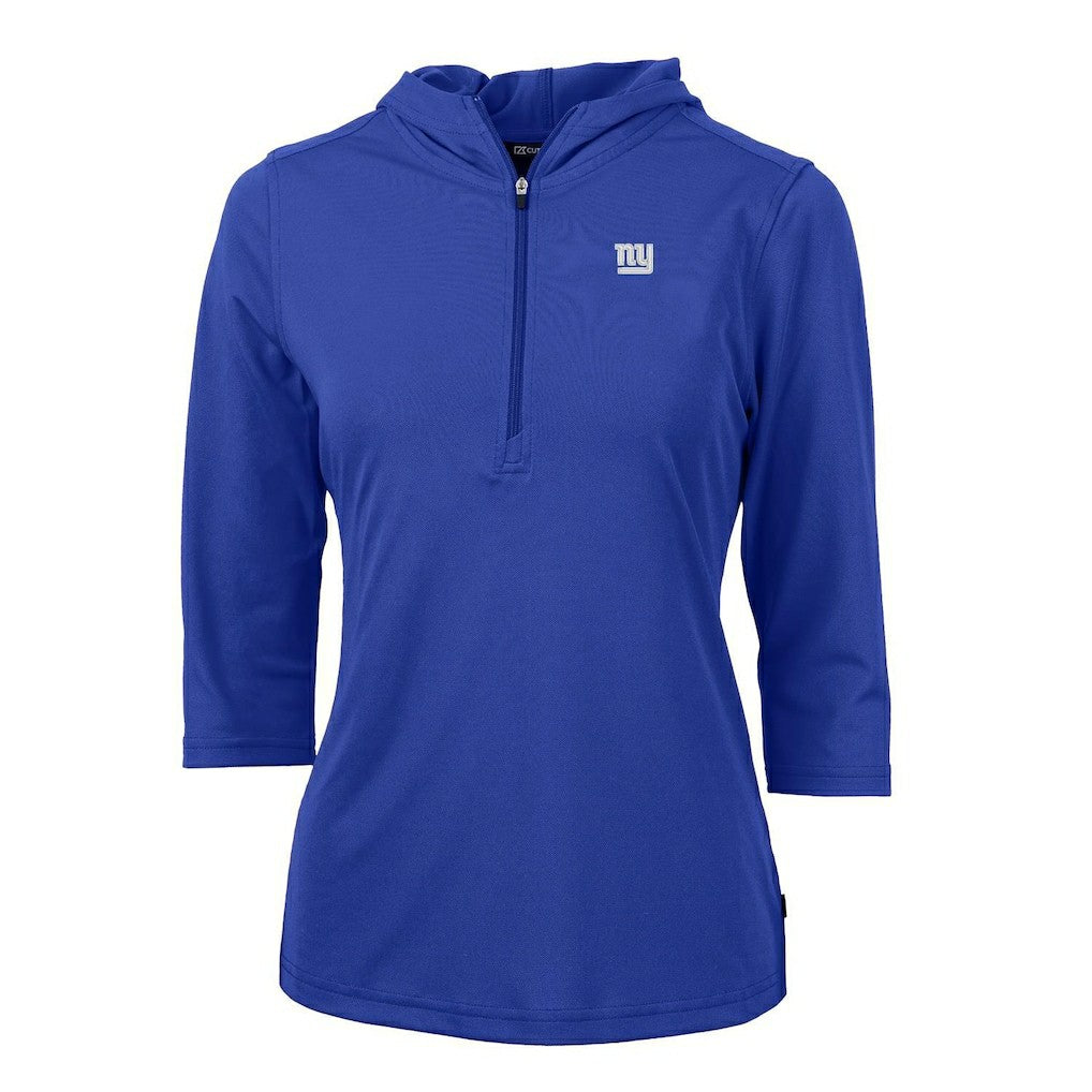 NFL New York Giants Cutter & Buck Women's Virtue Eco Pique Half-Zip 3/4 Sleeve Pullover Hoodie