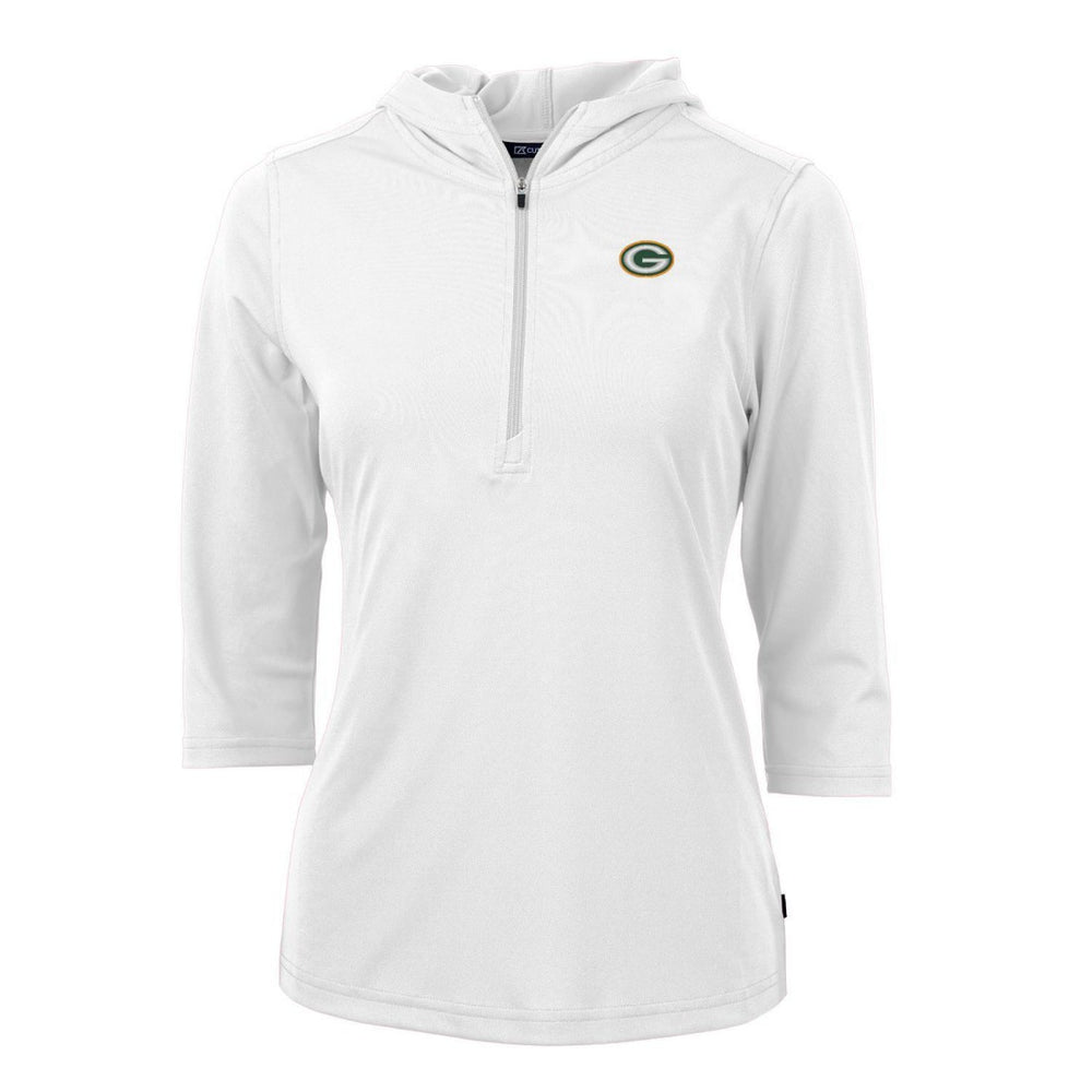 NFL Green Bay Packers Cutter & Buck Women's Virtue Eco Pique Half-Zip 3/4 Sleeve Pullover Hoodie