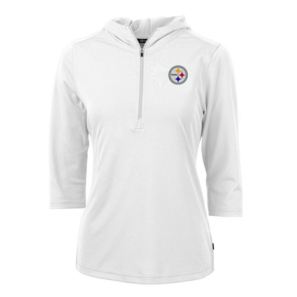 NFL Pittsburgh Steelers Cutter & Buck Women's Virtue Eco Pique Half-Zip 3/4 Sleeve Pullover Hoodie