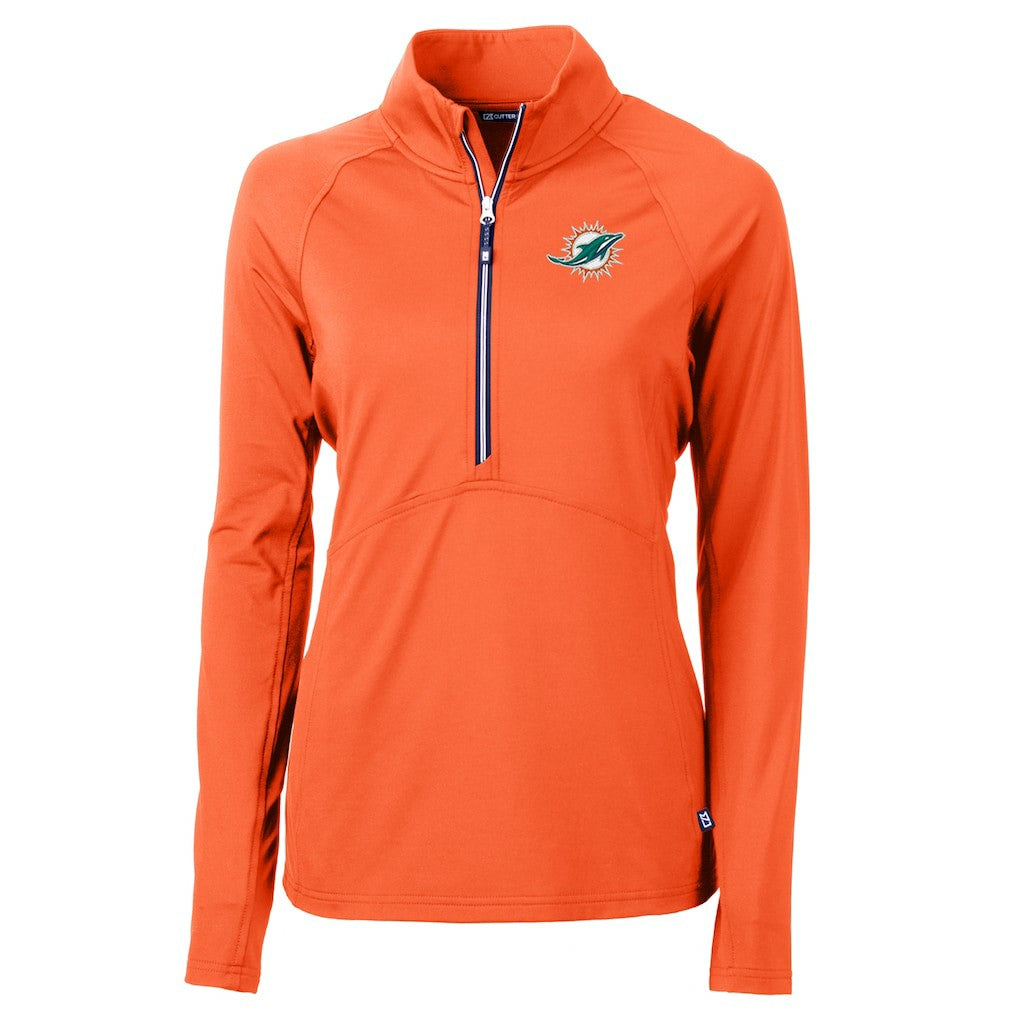 NFL Miami Dolphins Cutter & Buck Women's Adapt Eco Knit Half-Zip Pullover Jacket