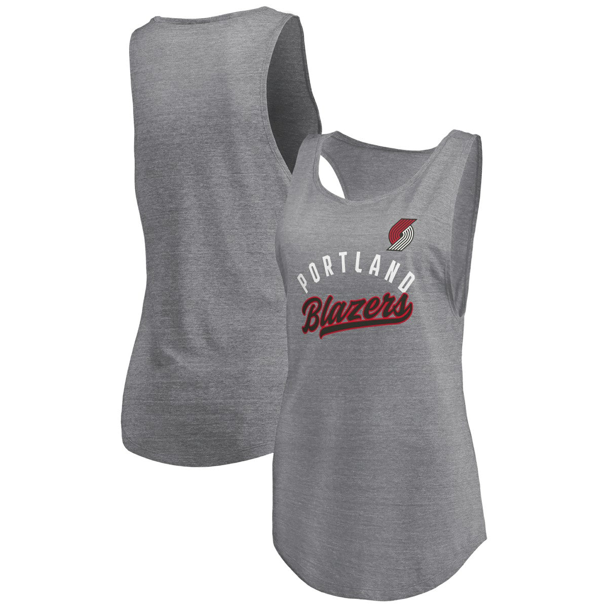 Portland Trail Blazers Women's Quality Time Open Scoop Neck Tri-Blend Tank Top - Heathered Gray | Fanatics for sale