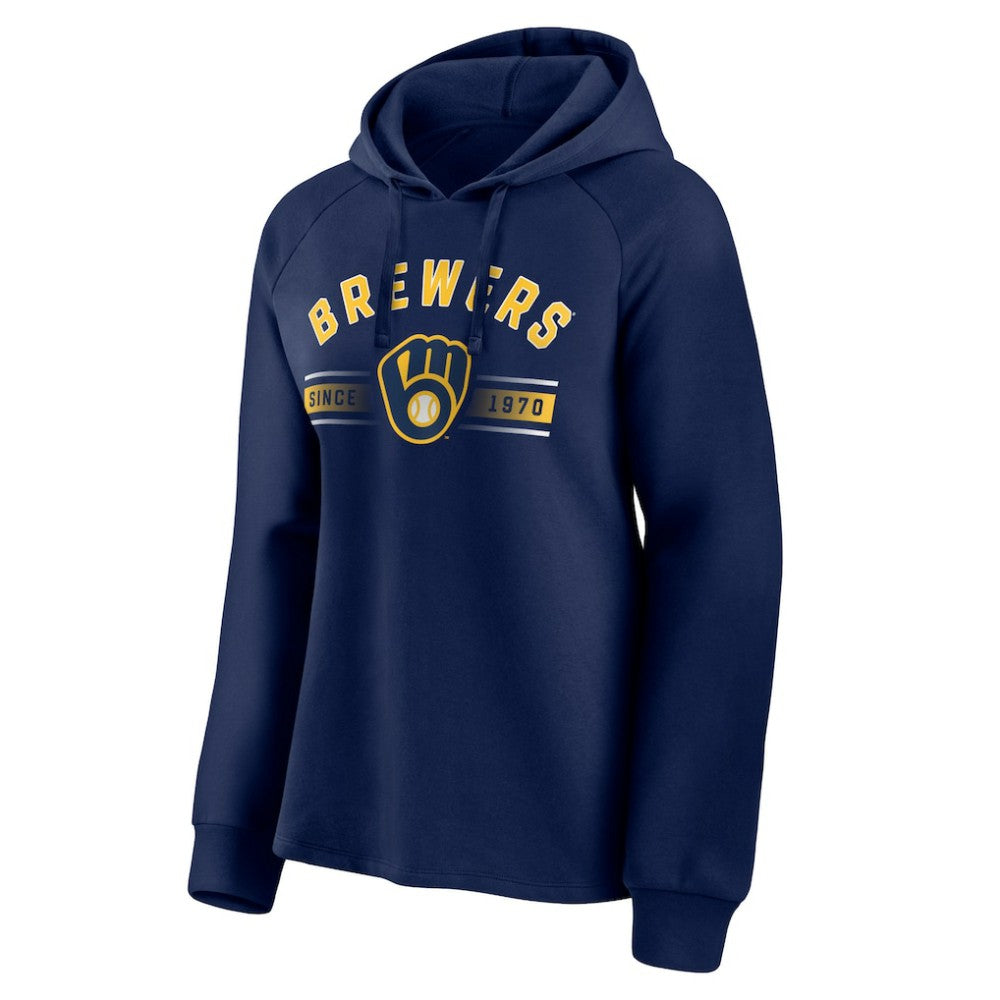 Milwaukee Brewers Women's Perfect Play Raglan Pullover Hoodie - Navy