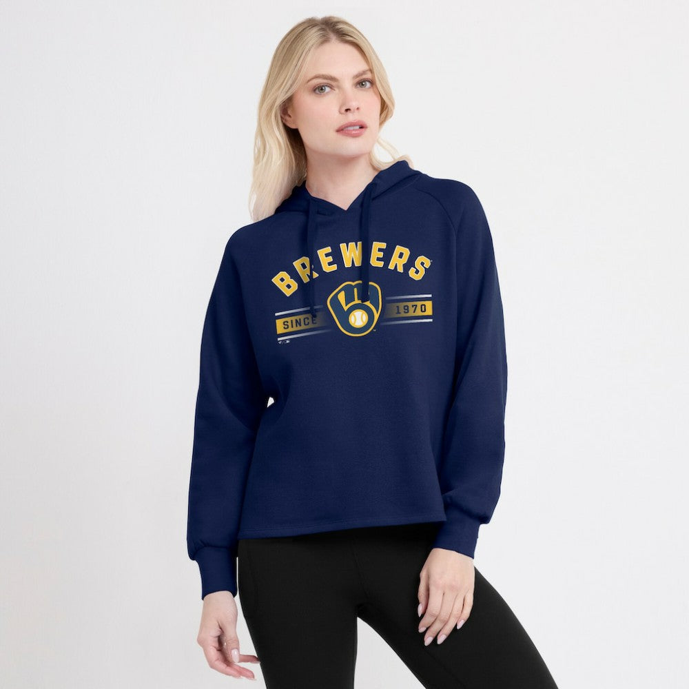 Milwaukee Brewers Women's Perfect Play Raglan Pullover Hoodie - Navy