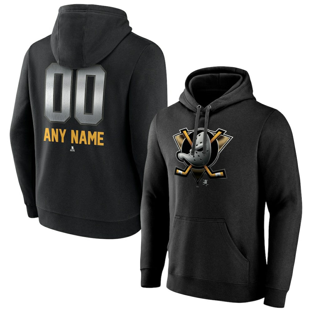 Anaheim Ducks Personalized Midnight Mascot Logo Pullover Hoodie