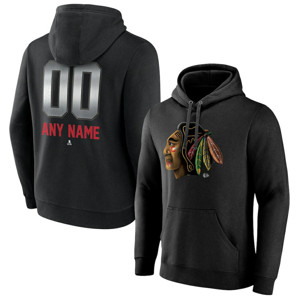 Chicago Blackhawks Personalized Midnight Mascot Logo Pullover Hoodie