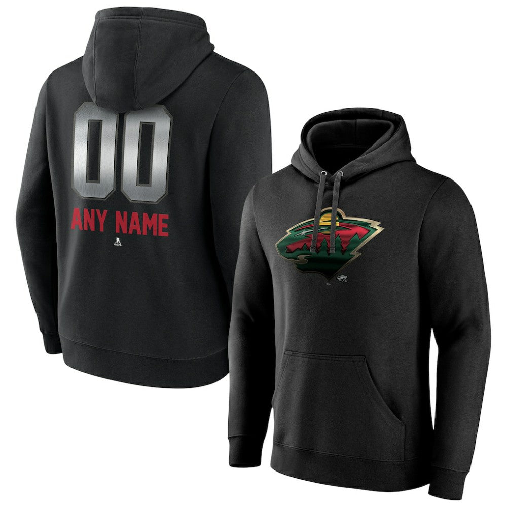 Minnesota Wild Personalized Midnight Mascot Logo Pullover Hoodie