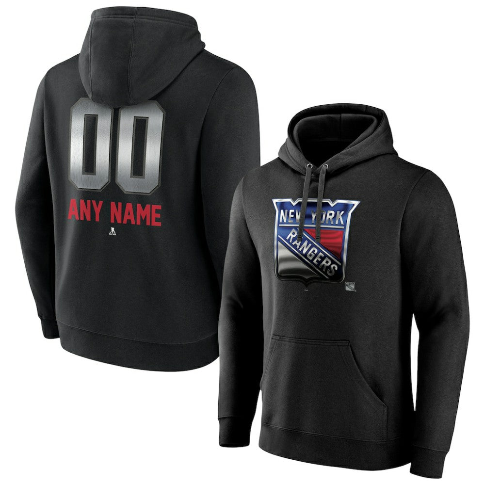 New York Rangers Personalized Midnight Mascot Logo Pullover Hoodie