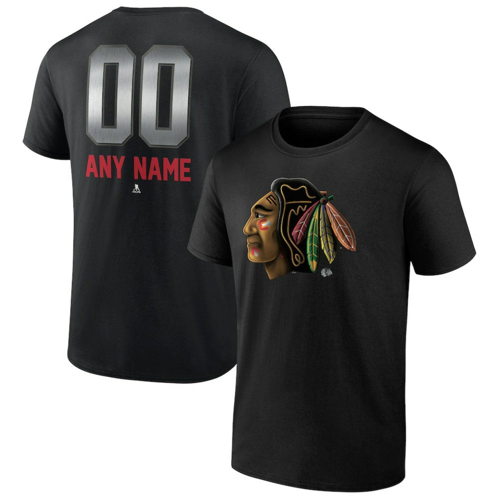 Chicago Blackhawks Personalized Midnight Mascot Logo T-Shirt