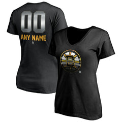 Boston Bruins Women's Personalized Midnight Mascot Logo V-Neck T-Shirt