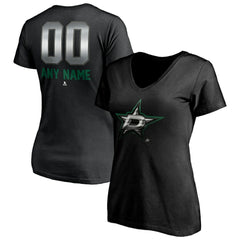Dallas Stars Women's Personalized Midnight Mascot Logo V-Neck T-Shirt